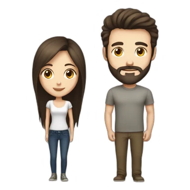 brunette girl and bold guy with beard, he is taller than her, both pretty skinny sticker