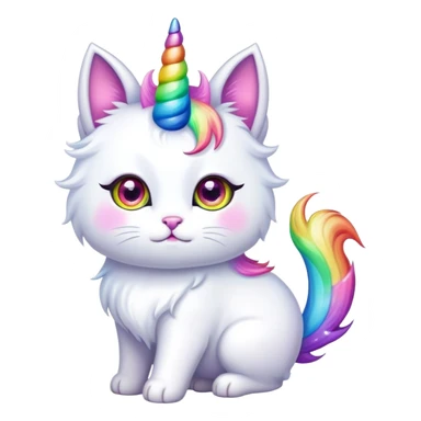 Cute unicorn cat with rainbow horn and sparkly eyes sticker
