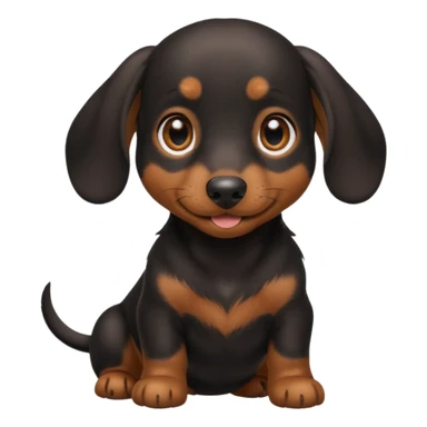 Black miniature Daschund puppy looking happy sticker