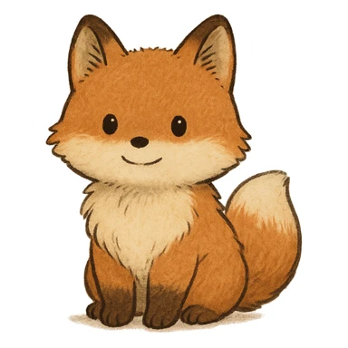 A cute, fluffy fox with a round head in the style of Studio Ghibli. sticker