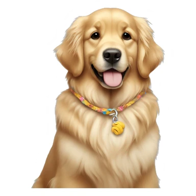 fluffy golden retriever wearing a friendship bracelet  sticker