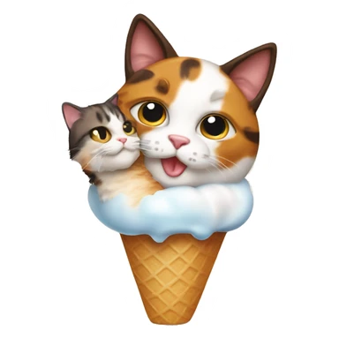 Icecream with calico cat sticker