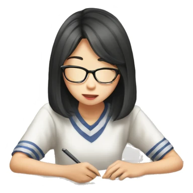 Korean Highschooler pretending to studying instagram sticker
