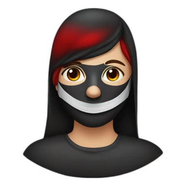 une personne avec des habis noir avec un masque de couleur noir avec des yeux rouges qui recouvre son visage sticker