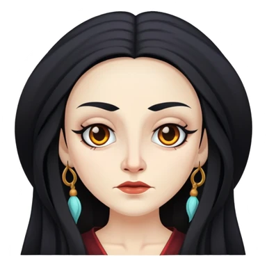 Bruja blanca con cabello largo negro y piel blanca  sticker