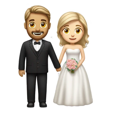 Mann braune Haare und leichter Bart und dunkelblonde Frau heiraten  sticker