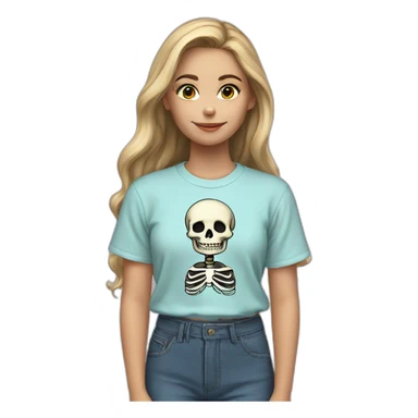 girl waering skeleton shirt sticker
