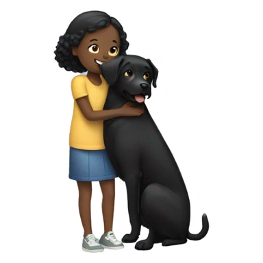 Girl hugging black Labrador dog sticker