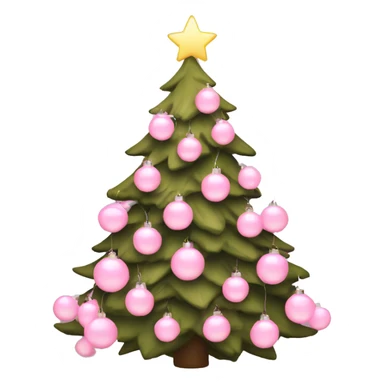 christmas tree with light pink lights and light pink ornaments  sticker