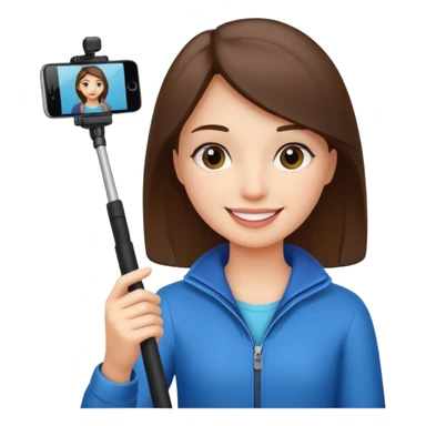 girl with phone selfie stick sticker