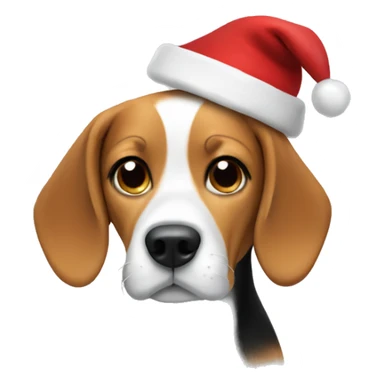 beagle with santa hat sticker