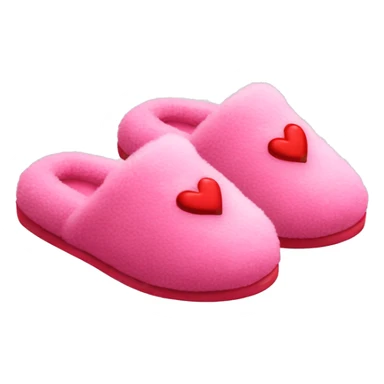 Pink fuzzy slippers with red hearts on them sticker