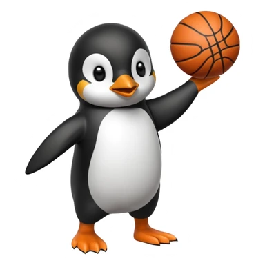 Penguin spinning a basketball sticker