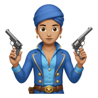 genie holding a revolver in one hand and an iphone on the other sticker