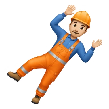 engineer hi-vis orange overalls falling over sticker