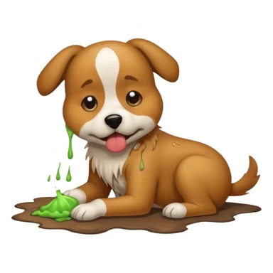 the dog is vomiting on the floor sticker