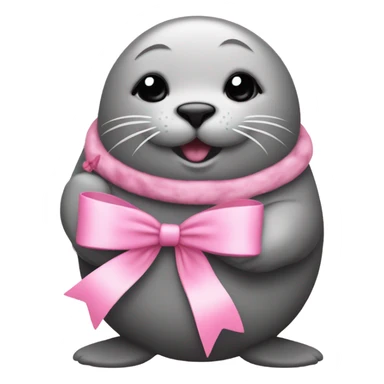 Really fat seal holding a kitten with pink bows sticker