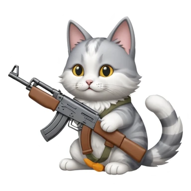 Cat with an AK-47 flying in the sky sticker