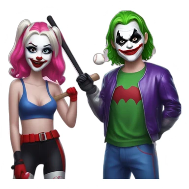 Joker and Harley Quinn with gum and baseball bat sticker