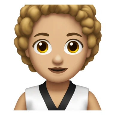 cabello malo y ojos marrones claros, vestido con un uniforme de karate, con una cinta negra en la frente sticker