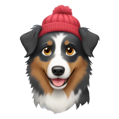 Australian shepherd with a beanie  sticker