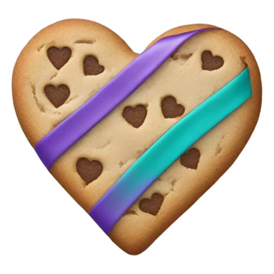 Cookie heart with purple teal awareness ribbon loop sticker
