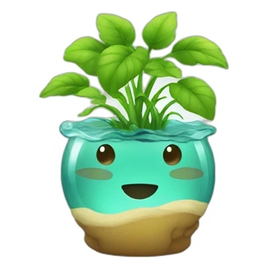 Plants water with face sticker