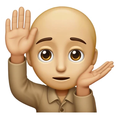 Emoji with begging eyes holding out hand like begging for money  sticker