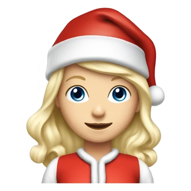 White blond girl as santa claus With hat  sticker
