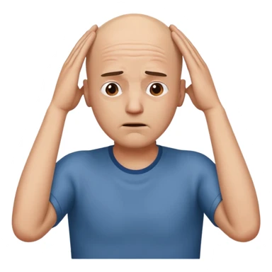 bald guy with hands on head in distress  sticker