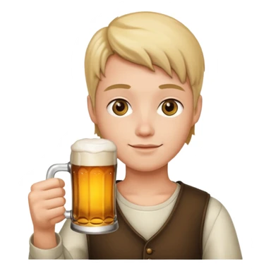 A person with a beer mug sticker