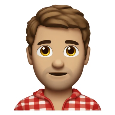 Man with brown hair and brown eyes wearing red buffalo plaid pjs sticker
