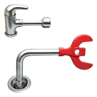 3D illustration of a metal wrench tightening a pipe under a sink, clean Pixar-like 3D style, soft shadows, simple background, plumbing tool focus, vibrant but not exaggerated

 sticker