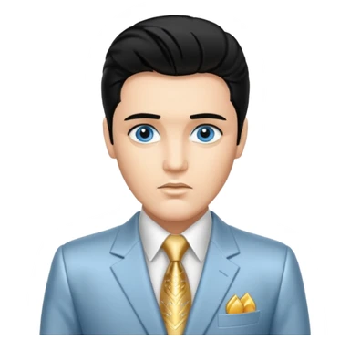Elvis Presley with Blue eyes, black hair, silver  and gold suit sticker