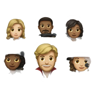 6 musketeers driving a semi, no weapons, diverse, male & female sticker