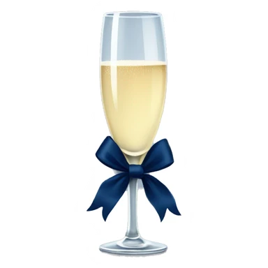 Champagne glass with a navy blue bow on stem sticker