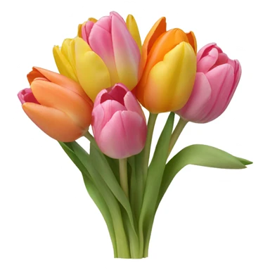 bouquet of pink,yellow,and orange tulips with a white bow wrapped around the stems  sticker