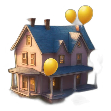 house from up movie carried by baloons sticker