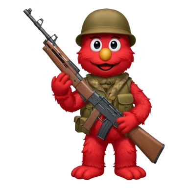 elmo with an AK47 and an bivak sticker