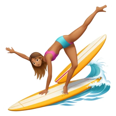 A girl surfing and doing a handstand on her surfboard  sticker