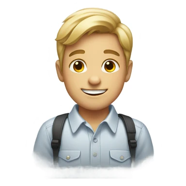 smiling boy in collared shirt sticker