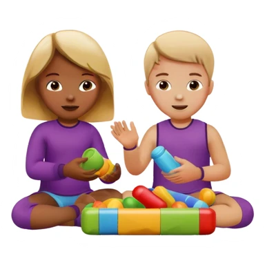 two kids playing with toys at home sticker