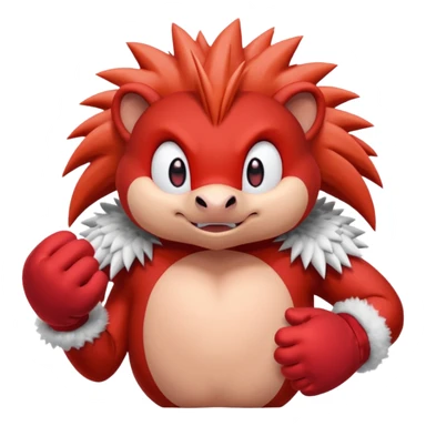 Sonic the hedgehogs friend knuckles a red animal with peach arms and white mittens, he’s a echidna with red eyes sticker