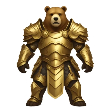 mighty bear in golden paladin armor sticker