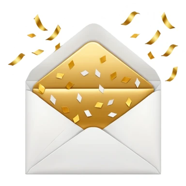 white envelope фтв gold confetti sticker