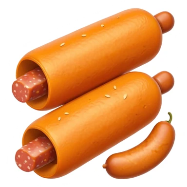 orange cylindrical pieces sausage shaped on each end with no lines sticker