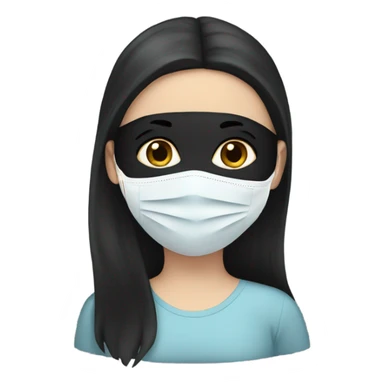 A white girl black hair wearing a face mask sticker