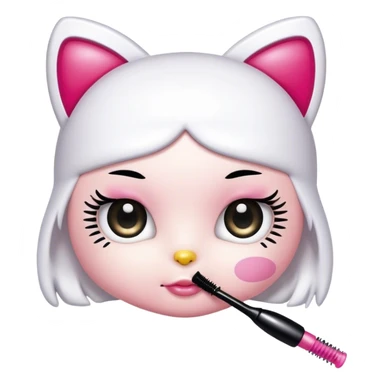  hello Kitty holding an eyelash mascara spoolie sticker