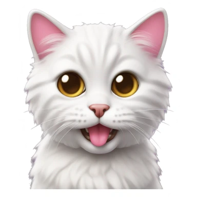A close-up image of a cute and fluffy cat with big eyes and a pink tongue sticking out, looking directly at the camera with a playful expression. sticker