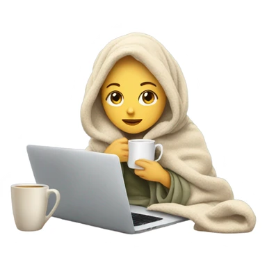 White Girl drinking tea with blanket on a macbook sticker